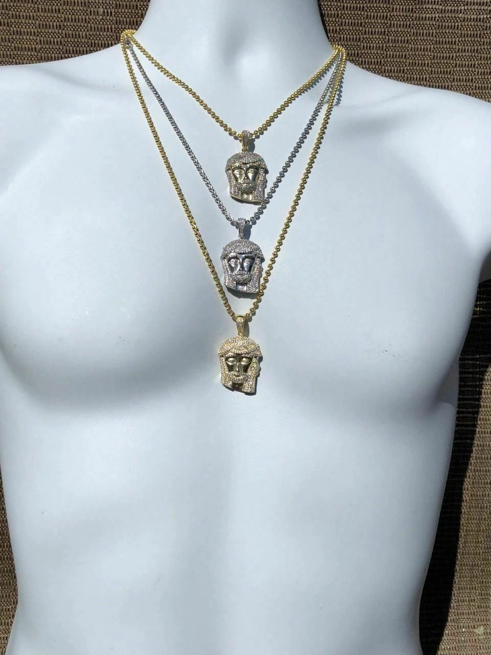 Mens Solid 925 Silver Jesus Piece Pendant Super Icy 1ct Diamond 14k Gold Hip Hop 4 Mens Solid 925 Silver Jesus Piece Pendant Super Icy 1ct Diamond 14k Gold Hip Hop - Image 2
