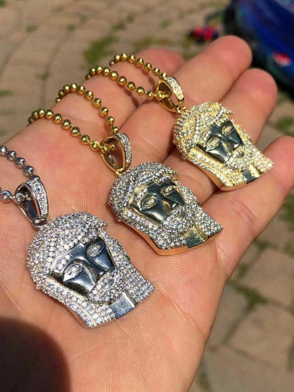 Mens Solid 925 Silver Jesus Piece Pendant Super Icy 1ct Diamond 14k Gold Hip Hop 5 Mens Solid 925 Silver Jesus Piece Pendant Super Icy 1ct Diamond 14k Gold Hip Hop - Image 3