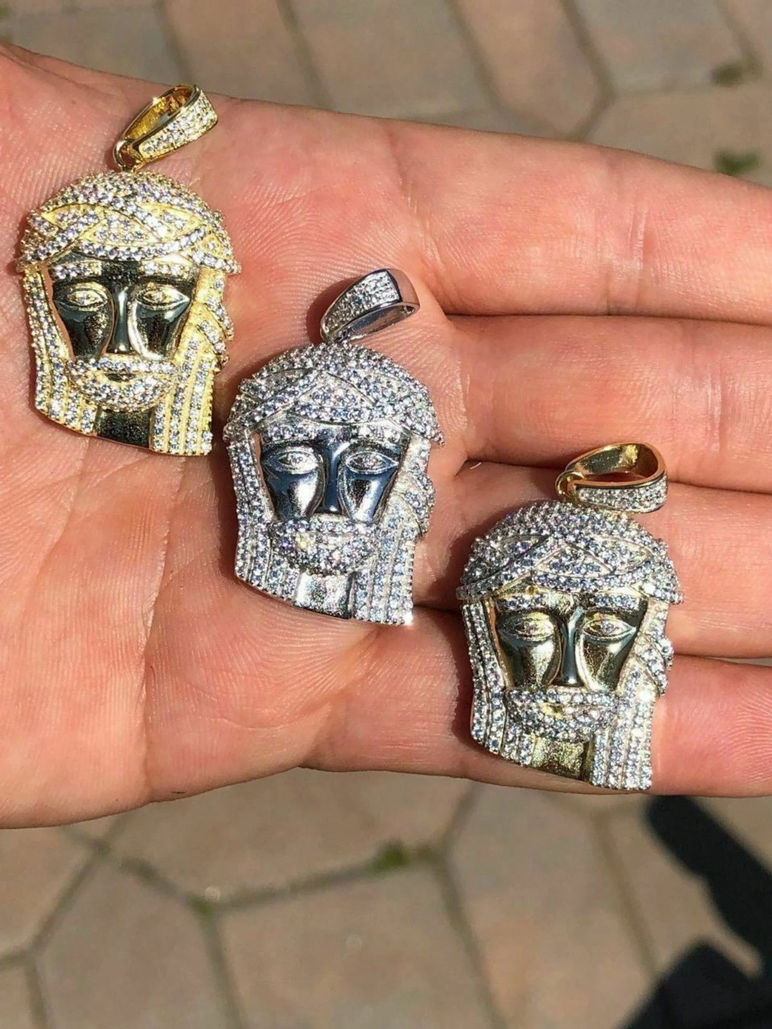 Mens Solid 925 Silver Jesus Piece Pendant Super Icy 1ct Diamond 14k Gold Hip Hop 3 Mens Solid 925 Silver Jesus Piece Pendant Super Icy 1ct Diamond 14k Gold Hip Hop
