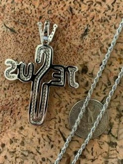 Mens Solid 925 Silver Large Cross W. Crown Jesus Piece Pendant Real Iced Letters -Harlem Bling Shop harlembling mens solid 925 silver large cross w crown jesus piece pendant real iced letters 16859.1664396788