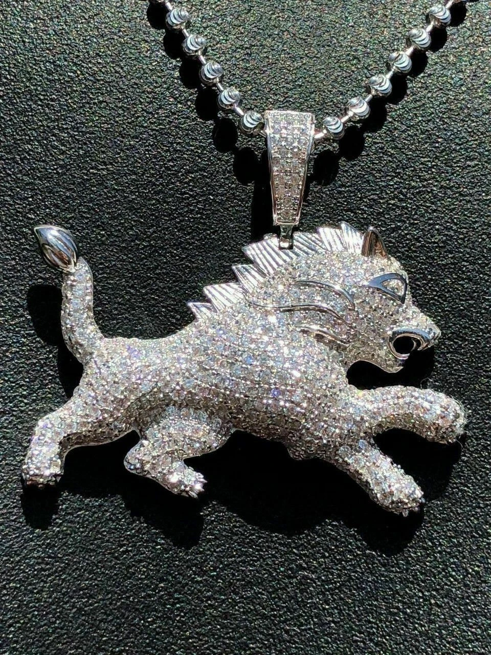 Mens Solid 925 Silver Real Iced 2ct Diamond Rasta Lion Icy Leo Pendant 14k Gold 10 Mens Solid 925 Silver Real Iced 2ct Diamond Rasta Lion Icy Leo Pendant 14k Gold - Image 8