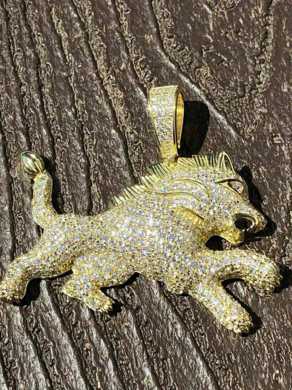 Mens Solid 925 Silver Real Iced 2ct Diamond Rasta Lion Icy Leo Pendant 14k Gold 4 Mens Solid 925 Silver Real Iced 2ct Diamond Rasta Lion Icy Leo Pendant 14k Gold - Image 2