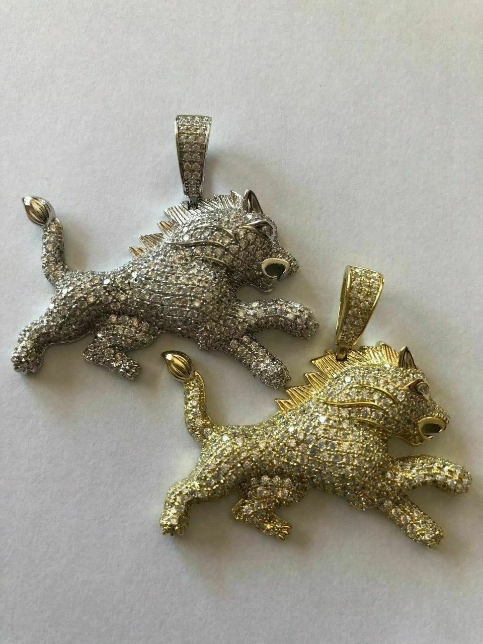 Mens Solid 925 Silver Real Iced 2ct Diamond Rasta Lion Icy Leo Pendant 14k Gold 6 Mens Solid 925 Silver Real Iced 2ct Diamond Rasta Lion Icy Leo Pendant 14k Gold - Image 4