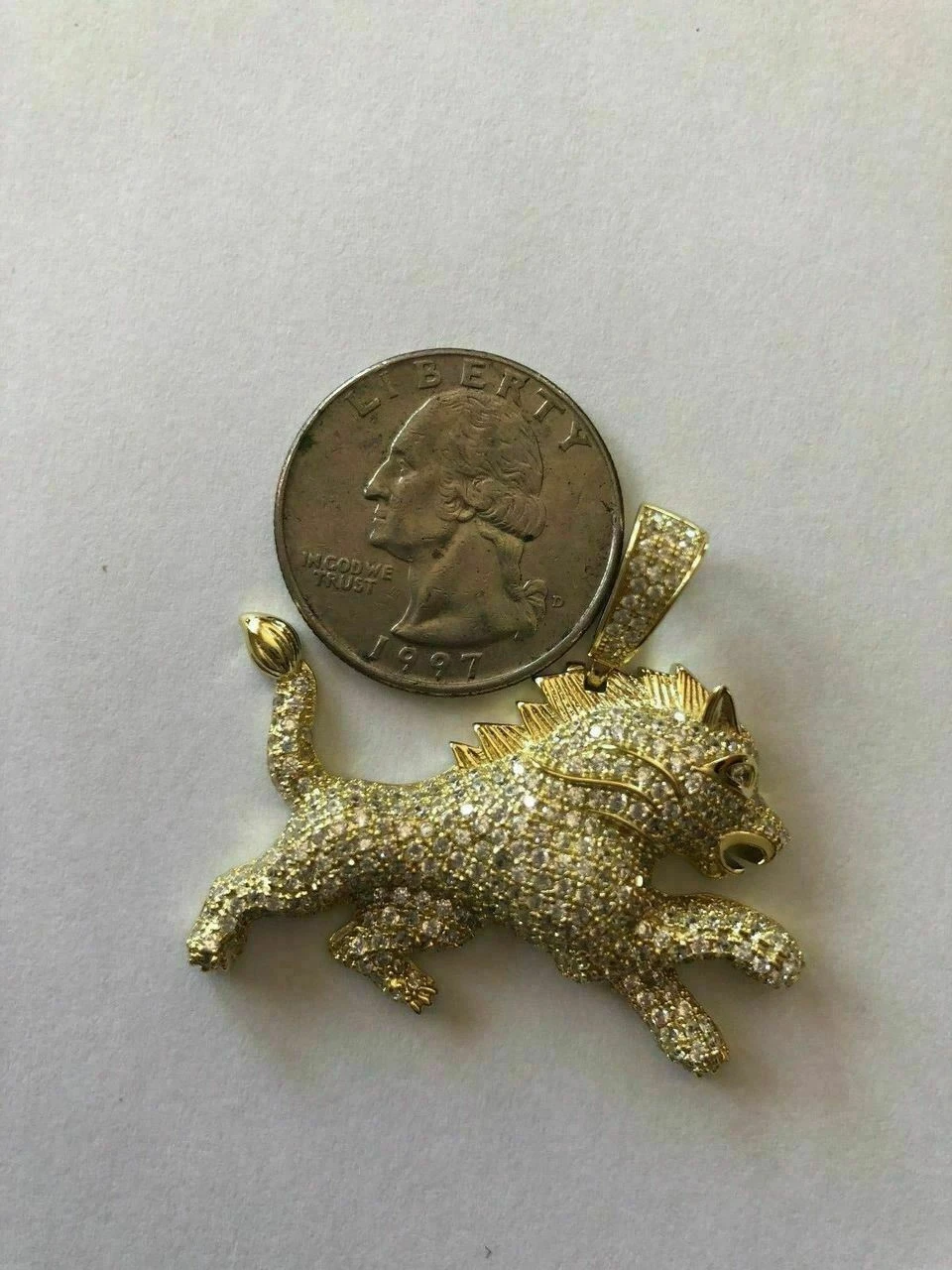 Mens Solid 925 Silver Real Iced 2ct Diamond Rasta Lion Icy Leo Pendant 14k Gold 12 Mens Solid 925 Silver Real Iced 2ct Diamond Rasta Lion Icy Leo Pendant 14k Gold - Image 10