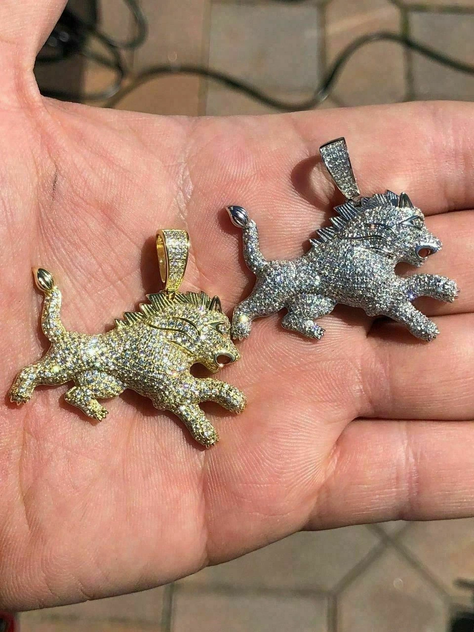 Mens Solid 925 Silver Real Iced 2ct Diamond Rasta Lion Icy Leo Pendant 14k Gold 7 Mens Solid 925 Silver Real Iced 2ct Diamond Rasta Lion Icy Leo Pendant 14k Gold - Image 5