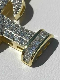 Mens Solid 925 Silver Real Iced 3ct Diamond Nail Cross LARGE 2" Pendant 14k Gold 16 Mens Solid 925 Silver Real Iced 3ct Diamond Nail Cross LARGE 2" Pendant 14k Gold -Harlem Bling Shop harlembling mens solid 925 silver real iced 3ct diamond nail cross large 2 pendant 14k gold 56649.1664386392