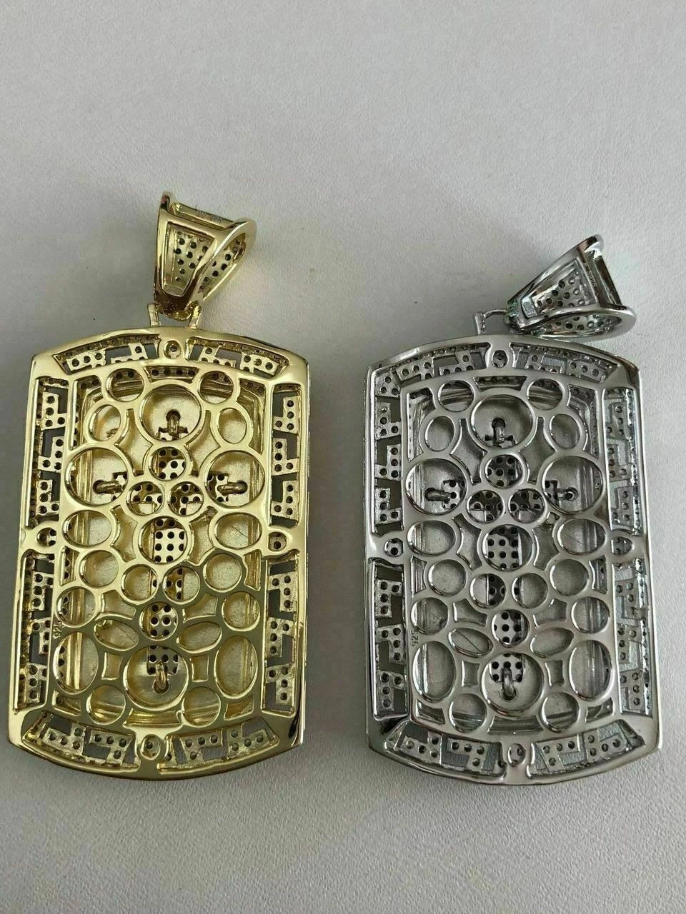 Mens Solid 925 Silver Real Icy 1ct Diamond Dog Tag Cross Pendant 14k Gold 2" 13 Mens Solid 925 Silver Real Icy 1ct Diamond Dog Tag Cross Pendant 14k Gold 2" - Image 11