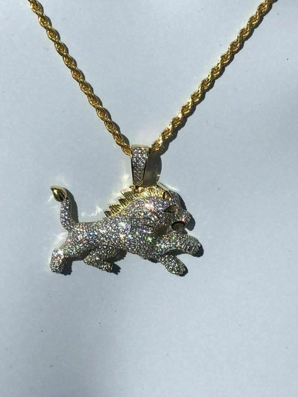 Mens Solid 925 Silver Super Icy Two Tone Diamond Rasta Lion Leo Pendant 14k Gold 14 Mens Solid 925 Silver Super Icy Two Tone Diamond Rasta Lion Leo Pendant 14k Gold - Image 12