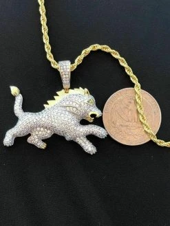 Mens Solid 925 Silver Super Icy Two Tone Diamond Rasta Lion Leo Pendant 14k Gold 20 Mens Solid 925 Silver Super Icy Two Tone Diamond Rasta Lion Leo Pendant 14k Gold -Harlem Bling Shop harlembling mens solid 925 silver super icy two tone diamond rasta lion leo pendant 14k gold 88645.1664393172