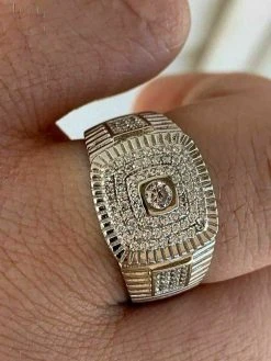 Men's Solid 925 Sterling Silver 2ct Lab Diamond Pinky RING ICY Bust Down Sz 7-13