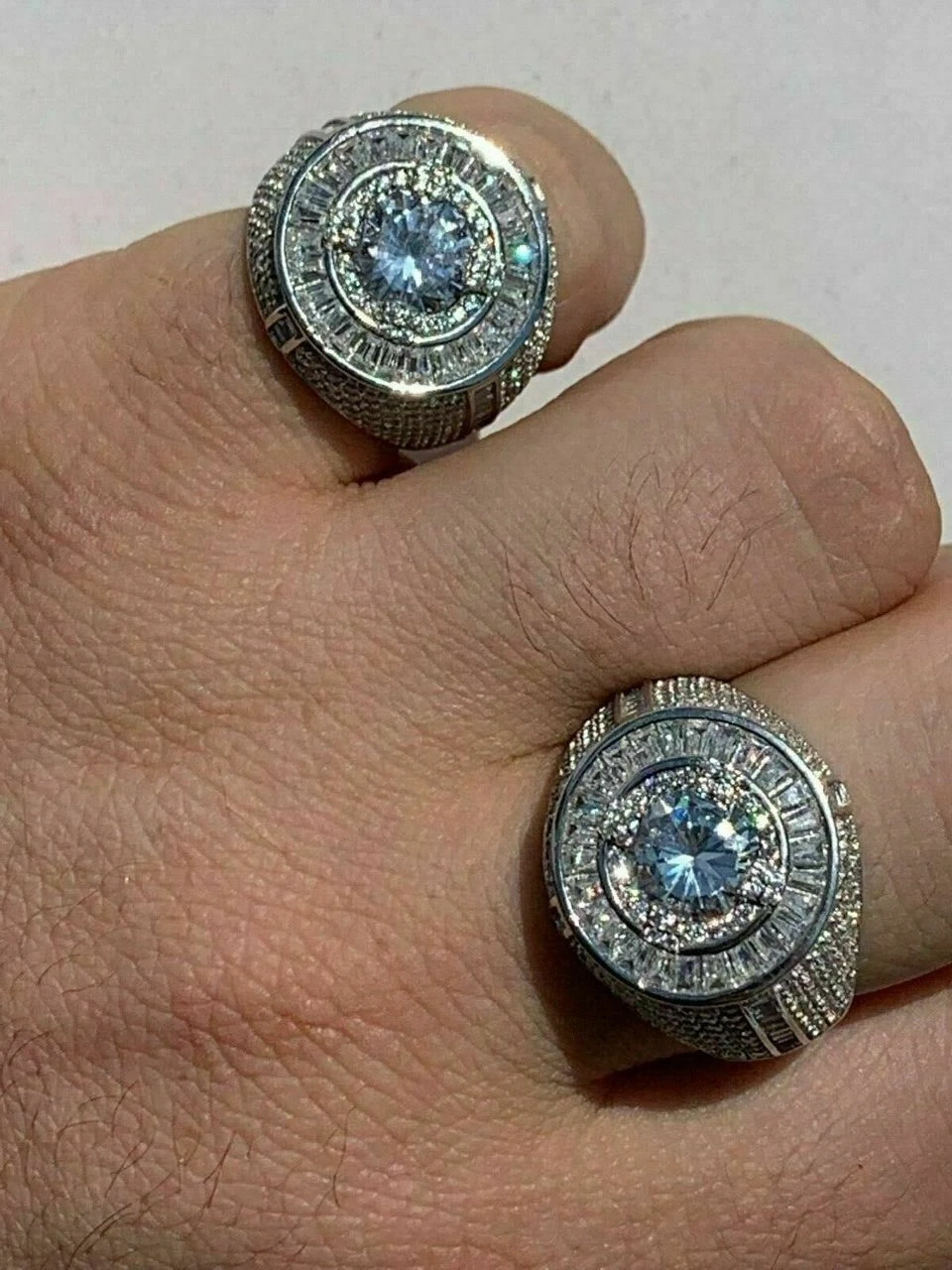 Men's Solid 925 Sterling Silver Big Diamond Solitaire RING Real Icy Large Pinky 11 Men's Solid 925 Sterling Silver Big Diamond Solitaire RING Real Icy Large Pinky - Image 9