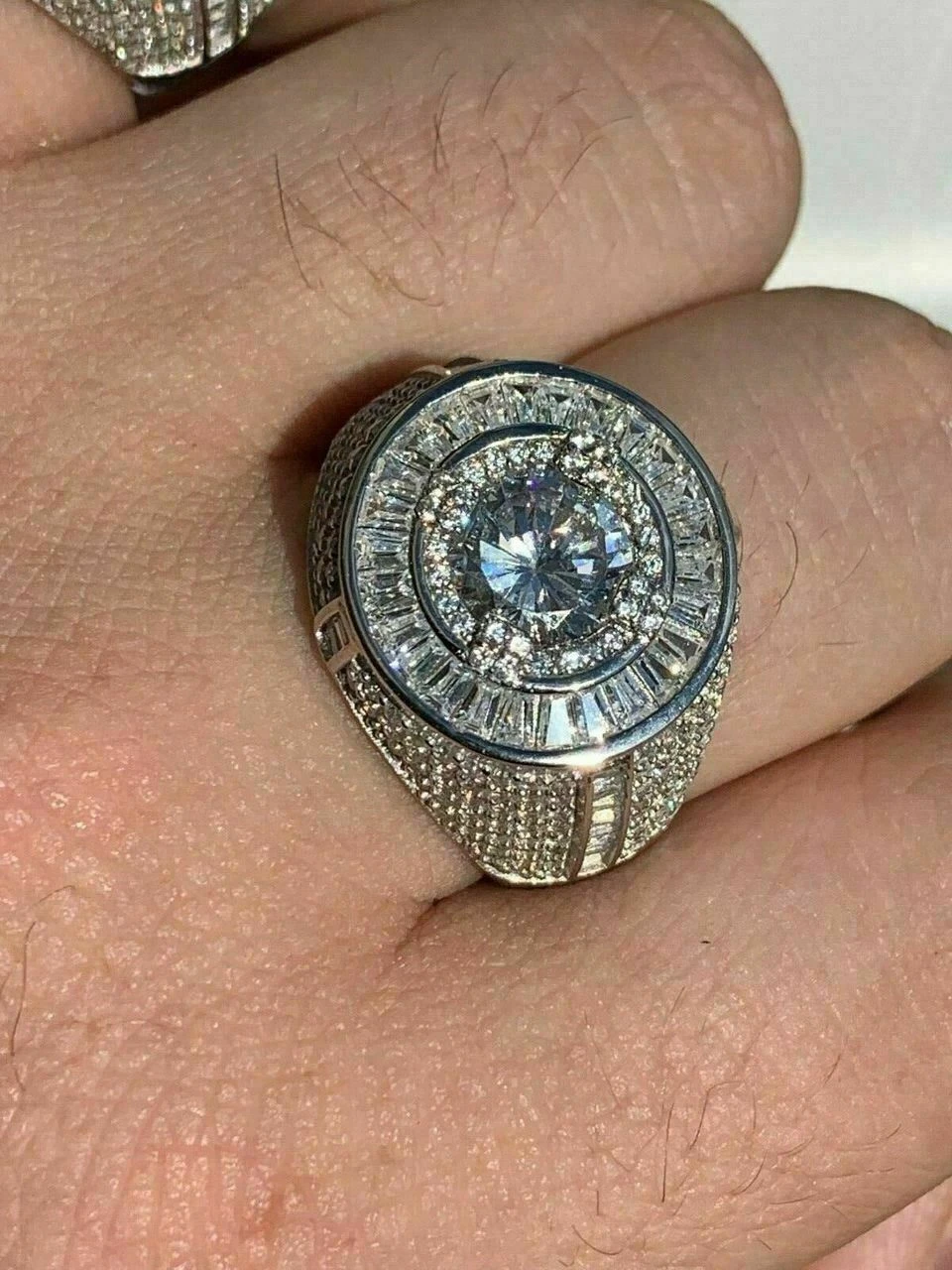Men's Solid 925 Sterling Silver Big Diamond Solitaire RING Real Icy Large Pinky 14 Men's Solid 925 Sterling Silver Big Diamond Solitaire RING Real Icy Large Pinky - Image 12