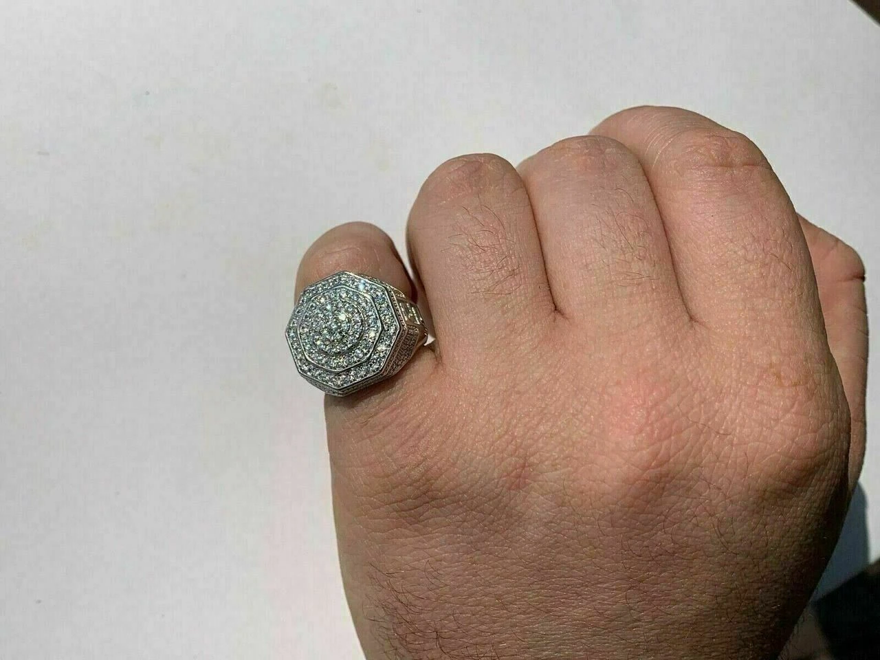 Men's Solid 925 Sterling Silver Big Octagon Hip Hop RING Super Iced Large Pinky 9 Men's Solid 925 Sterling Silver Big Octagon Hip Hop RING Super Iced Large Pinky - Image 7