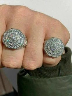 Men's Solid 925 Sterling Silver Big Octagon Hip Hop RING Super Iced Large Pinky