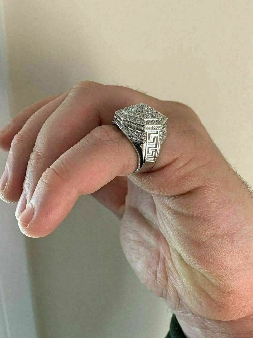 Men's Solid 925 Sterling Silver Big Octagon Hip Hop RING Super Iced Large Pinky 8 Men's Solid 925 Sterling Silver Big Octagon Hip Hop RING Super Iced Large Pinky - Image 6