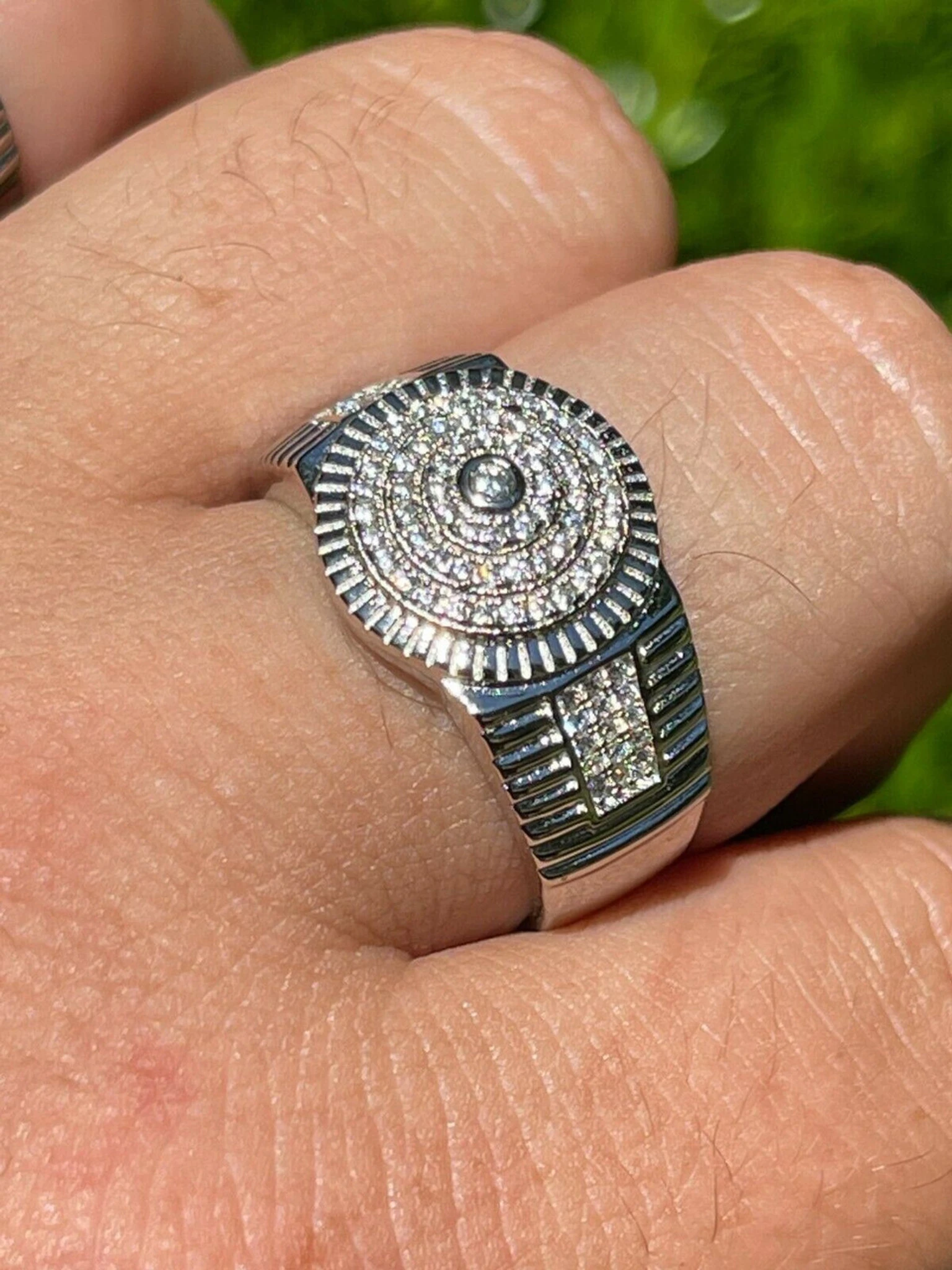 Men's Solid 925 Sterling Silver Diamond Pinky RING ICED Bust Out Down Size 7-13 3 Men's Solid 925 Sterling Silver Diamond Pinky RING ICED Bust Out Down Size 7-13