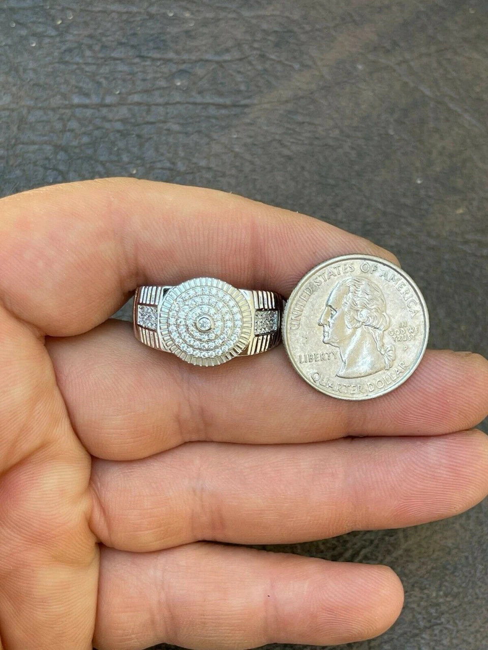 Men's Solid 925 Sterling Silver Diamond Pinky RING ICED Bust Out Down Size 7-13 13 Men's Solid 925 Sterling Silver Diamond Pinky RING ICED Bust Out Down Size 7-13 - Image 11