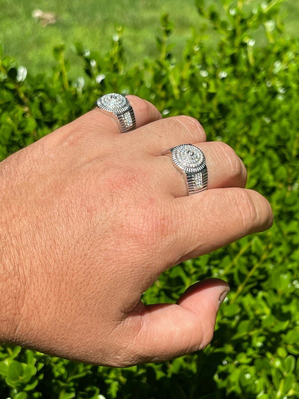 Men's Solid 925 Sterling Silver Diamond Pinky RING ICED Bust Out Down Size 7-13 12 Men's Solid 925 Sterling Silver Diamond Pinky RING ICED Bust Out Down Size 7-13 - Image 10