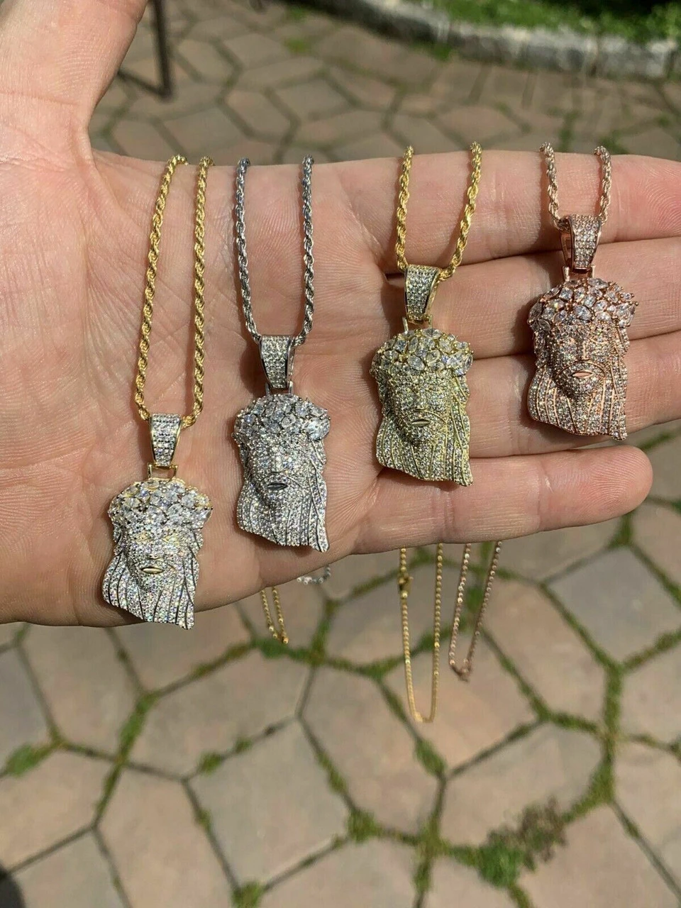 Mens Solid 925 Sterling Silver Jesus Piece Real Iced Bust Down Yellow Rose Gold 14 Mens Solid 925 Sterling Silver Jesus Piece Real Iced Bust Down Yellow Rose Gold - Image 12