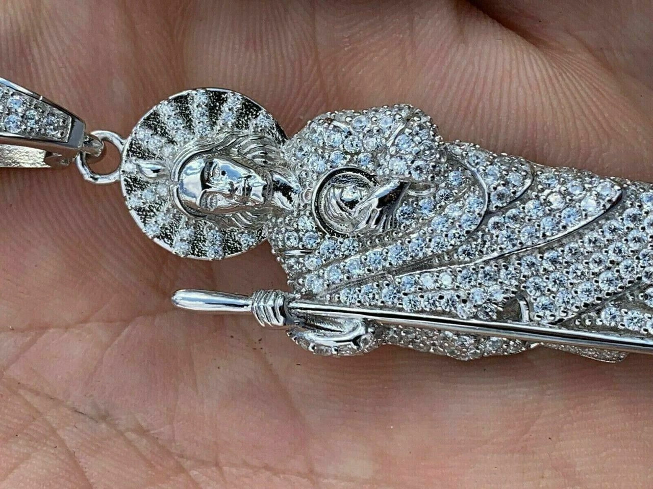 Men's Solid 925 Sterling Silver St Jude San Judas Tadeo Iced Pendant Real Icy 12 Men's Solid 925 Sterling Silver St Jude San Judas Tadeo Iced Pendant Real Icy - Image 10