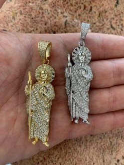 Men's Solid 925 Sterling Silver St Jude San Judas Tadeo Iced Pendant Real Icy 24 Men's Solid 925 Sterling Silver St Jude San Judas Tadeo Iced Pendant Real Icy -Harlem Bling Shop harlembling mens solid 925 sterling silver st jude san judas tadeo iced pendant real icy 80175.1664371501