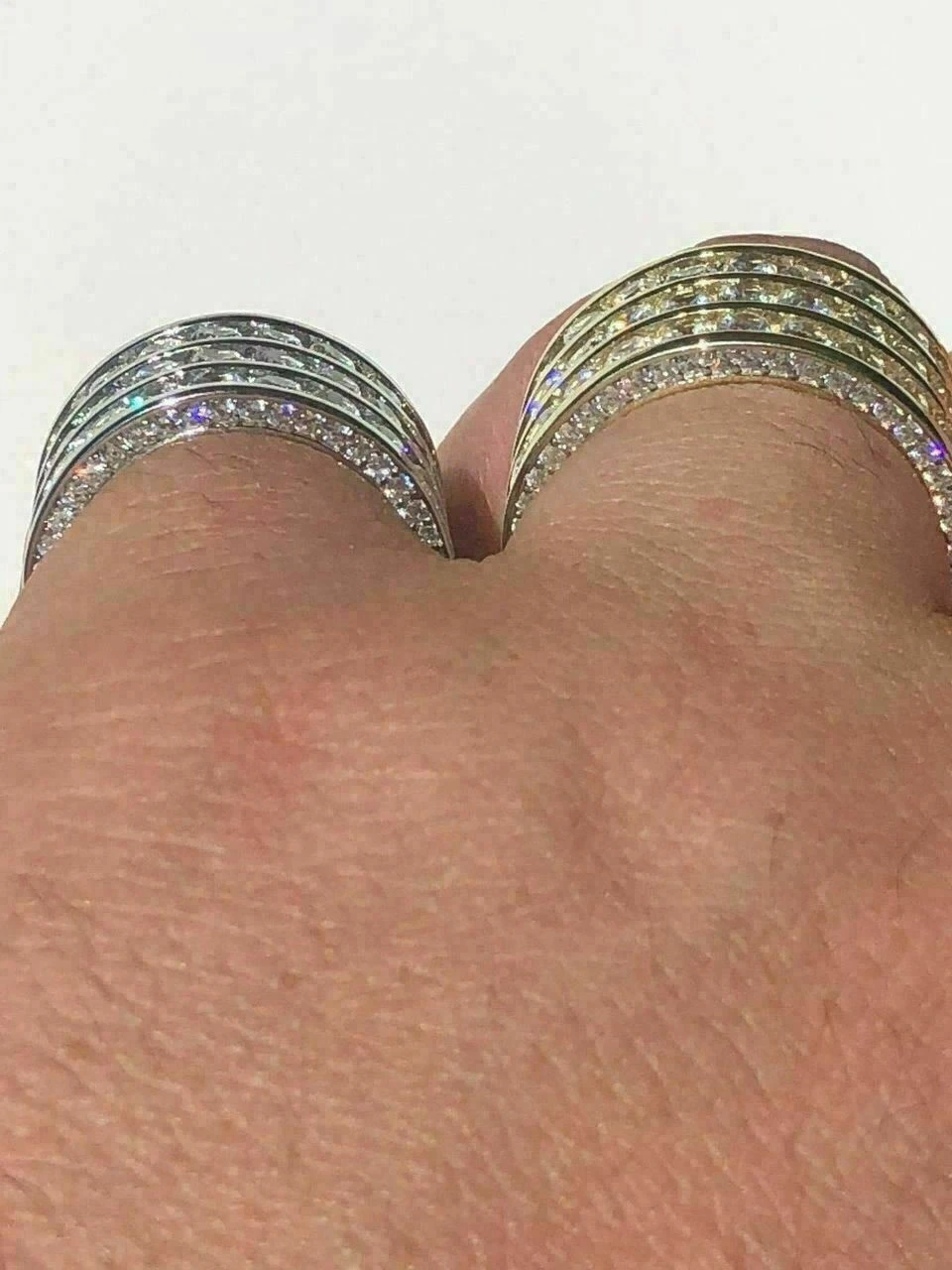 Mens Tennis Ring 14k Gold Over Solid 925 Silver Diamond Pinky Wedding Band REAL 6 Mens Tennis Ring 14k Gold Over Solid 925 Silver Diamond Pinky Wedding Band REAL - Image 4