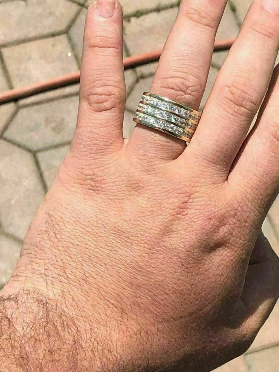 Mens Tennis Ring 14k Gold Over Solid 925 Silver Diamond Pinky Wedding Band REAL 14 Mens Tennis Ring 14k Gold Over Solid 925 Silver Diamond Pinky Wedding Band REAL - Image 12