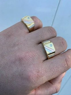 Mens Tri-Color 14k Yellow, Rose Gold, & 925 Silver Real Icy Ring Size 7-13 Pinky 16 Mens Tri-Color 14k Yellow, Rose Gold, & 925 Silver Real Icy Ring Size 7-13 Pinky -Harlem Bling Shop harlembling mens tri color 14k yellow rose gold and 925 silver real icy ring size 7 13 pinky 06722.1664394980