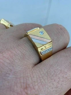 Mens Tri-Color 14k Yellow, Rose Gold, & 925 Silver Real Icy Ring Size 7-13 Pinky 18 Mens Tri-Color 14k Yellow, Rose Gold, & 925 Silver Real Icy Ring Size 7-13 Pinky -Harlem Bling Shop harlembling mens tri color 14k yellow rose gold and 925 silver real icy ring size 7 13 pinky 19398.1664383311