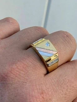Mens Tri-Color 14k Yellow, Rose Gold, & 925 Silver Real Icy Ring Size 7-13 Pinky 21 Mens Tri-Color 14k Yellow, Rose Gold, & 925 Silver Real Icy Ring Size 7-13 Pinky -Harlem Bling Shop harlembling mens tri color 14k yellow rose gold and 925 silver real icy ring size 7 13 pinky 20850.1665671295