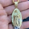 Men's Virgin Mary Pendant - 14k Gold Over Solid 925 Sterling Silver Necklace