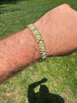 MOISSANITE 10mm Iced Presidential Bracelet Real 14K Gold Over 925 Silver Flooded -Harlem Bling Shop harlembling moissanite 10mm iced presidential bracelet real 14k gold over 925 silver flooded 01807.1688685271