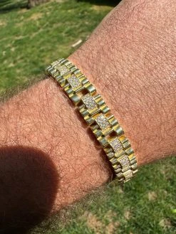 MOISSANITE 10mm Iced Presidential Bracelet Real 14K Gold Over 925 Silver Flooded -Harlem Bling Shop harlembling moissanite 10mm iced presidential bracelet real 14k gold over 925 silver flooded 14478.1688685188