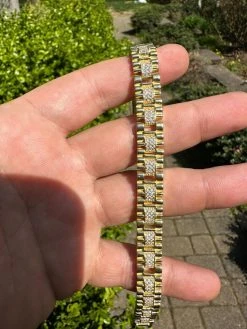 MOISSANITE 10mm Iced Presidential Bracelet Real 14K Gold Over 925 Silver Flooded -Harlem Bling Shop harlembling moissanite 10mm iced presidential bracelet real 14k gold over 925 silver flooded 24300.1688685479