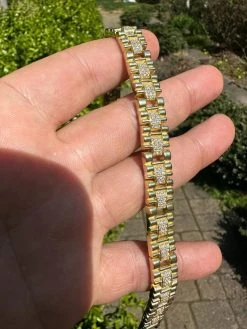 MOISSANITE 10mm Iced Presidential Bracelet Real 14K Gold Over 925 Silver Flooded -Harlem Bling Shop harlembling moissanite 10mm iced presidential bracelet real 14k gold over 925 silver flooded 41841.1688685176