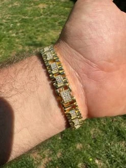 MOISSANITE 10mm Iced Presidential Bracelet Real 14K Gold Over 925 Silver Flooded -Harlem Bling Shop harlembling moissanite 10mm iced presidential bracelet real 14k gold over 925 silver flooded 87487.1688685432