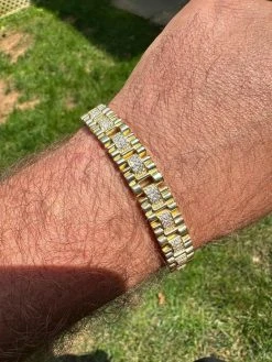 MOISSANITE 10mm Iced Presidential Bracelet Real 14K Gold Over 925 Silver Flooded -Harlem Bling Shop harlembling moissanite 10mm iced presidential bracelet real 14k gold over 925 silver flooded 93576.1688685318