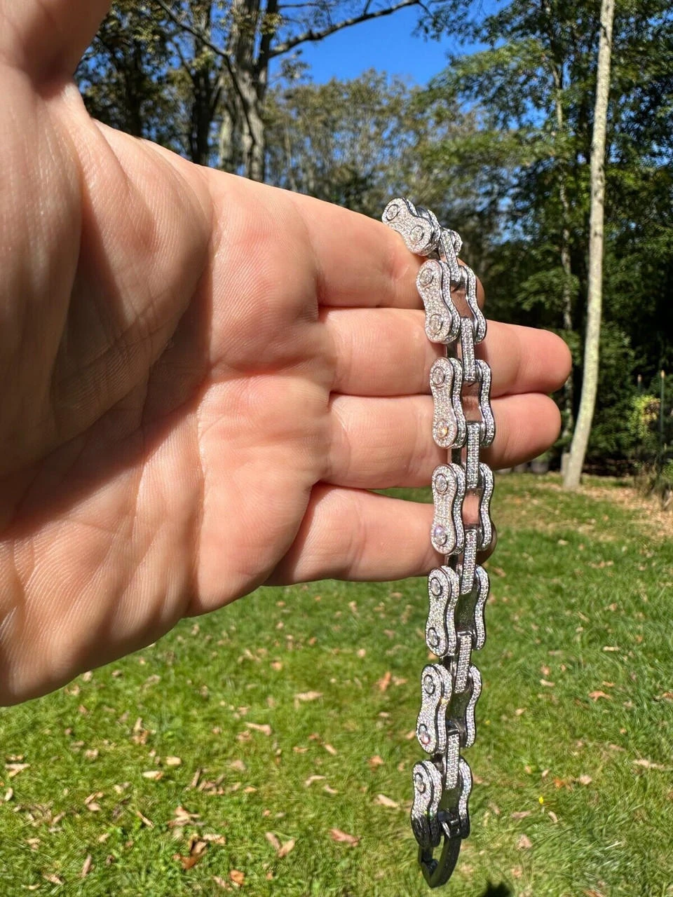 MOISSANITE 12mm Mens 3D Fully Iced Bike Bicycle Link Bracelet Hip Hop 6.5-8.5" 8 MOISSANITE 12mm Mens 3D Fully Iced Bike Bicycle Link Bracelet Hip Hop 6.5-8.5" - Image 6