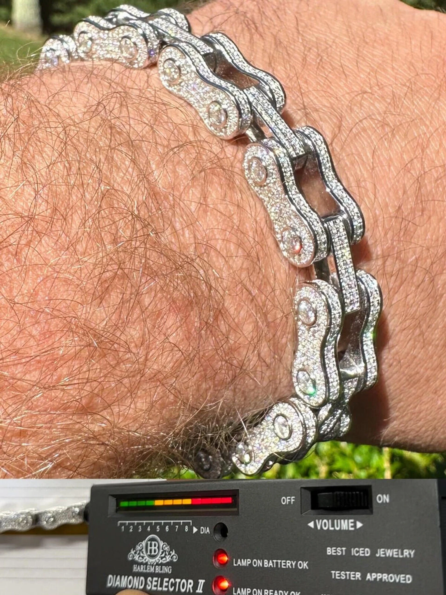 MOISSANITE 12mm Mens 3D Fully Iced Bike Bicycle Link Bracelet Hip Hop 6.5-8.5" 3 MOISSANITE 12mm Mens 3D Fully Iced Bike Bicycle Link Bracelet Hip Hop 6.5-8.5"