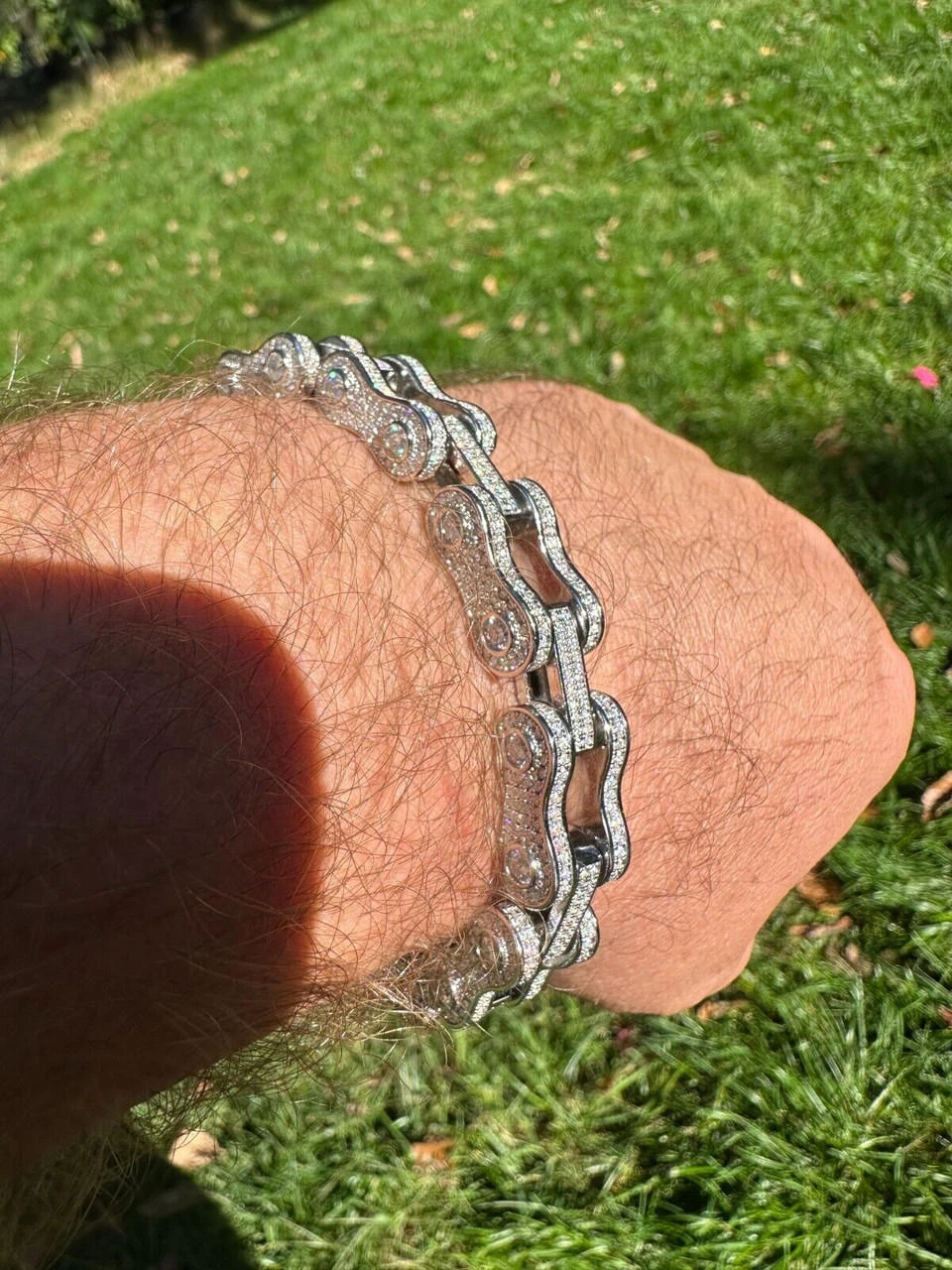 MOISSANITE 12mm Mens 3D Fully Iced Bike Bicycle Link Bracelet Hip Hop 6.5-8.5" 4 MOISSANITE 12mm Mens 3D Fully Iced Bike Bicycle Link Bracelet Hip Hop 6.5-8.5" - Image 2