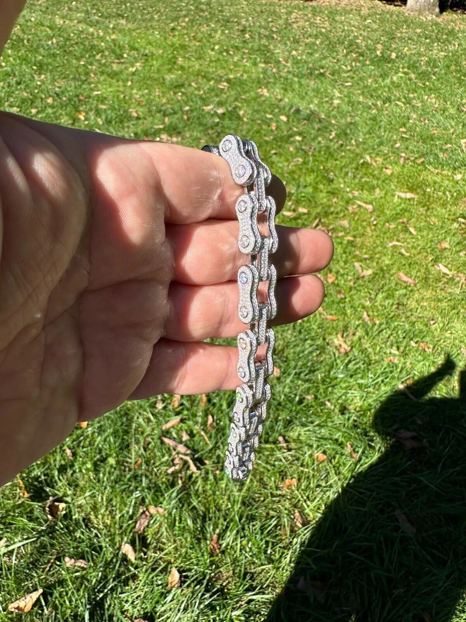 MOISSANITE 12mm Mens 3D Fully Iced Bike Bicycle Link Bracelet Hip Hop 6.5-8.5" 7 MOISSANITE 12mm Mens 3D Fully Iced Bike Bicycle Link Bracelet Hip Hop 6.5-8.5" - Image 5