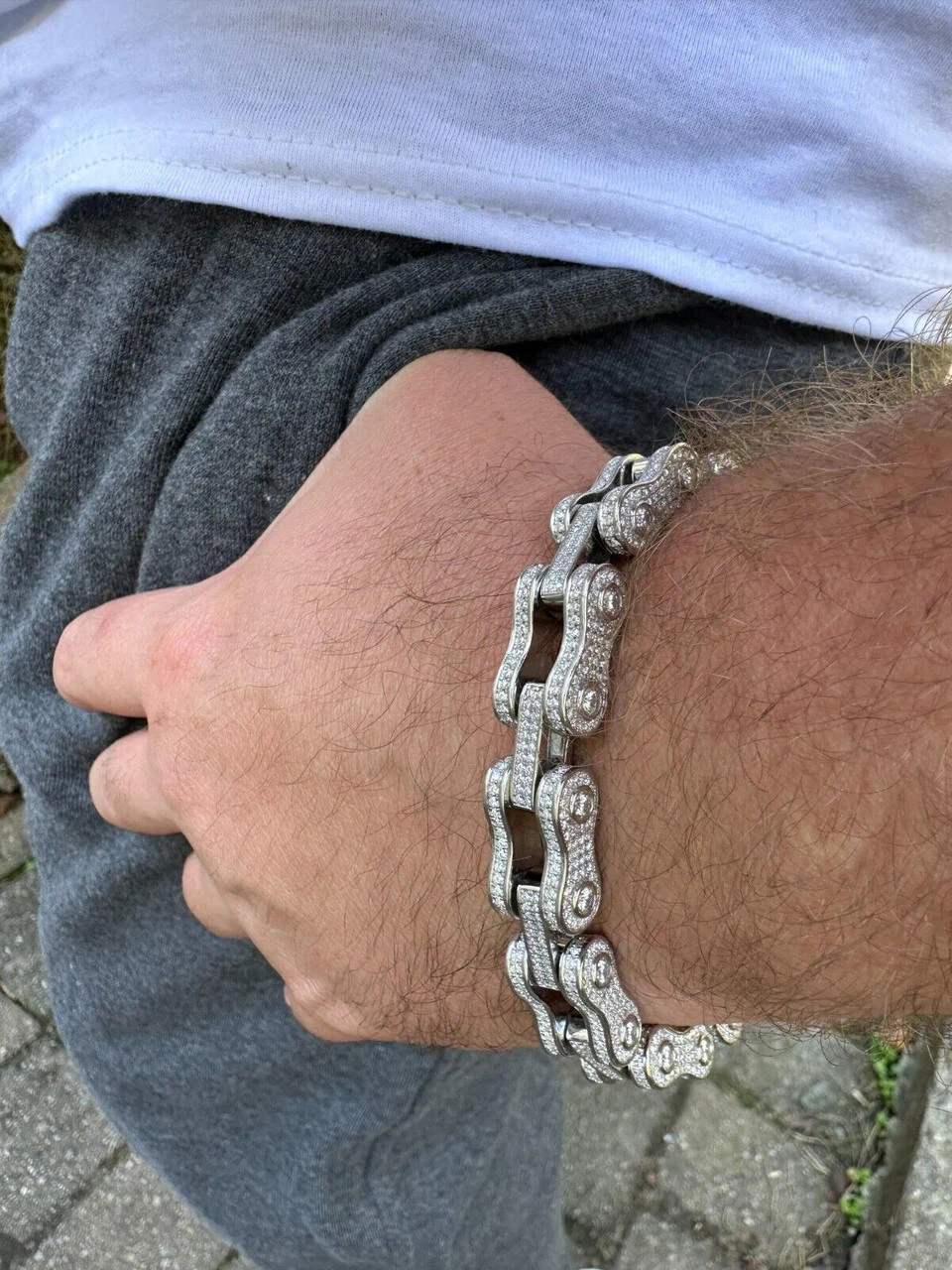 MOISSANITE 12mm Mens 3D Fully Iced Bike Bicycle Link Bracelet Hip Hop 6.5-8.5" 14 MOISSANITE 12mm Mens 3D Fully Iced Bike Bicycle Link Bracelet Hip Hop 6.5-8.5" - Image 12