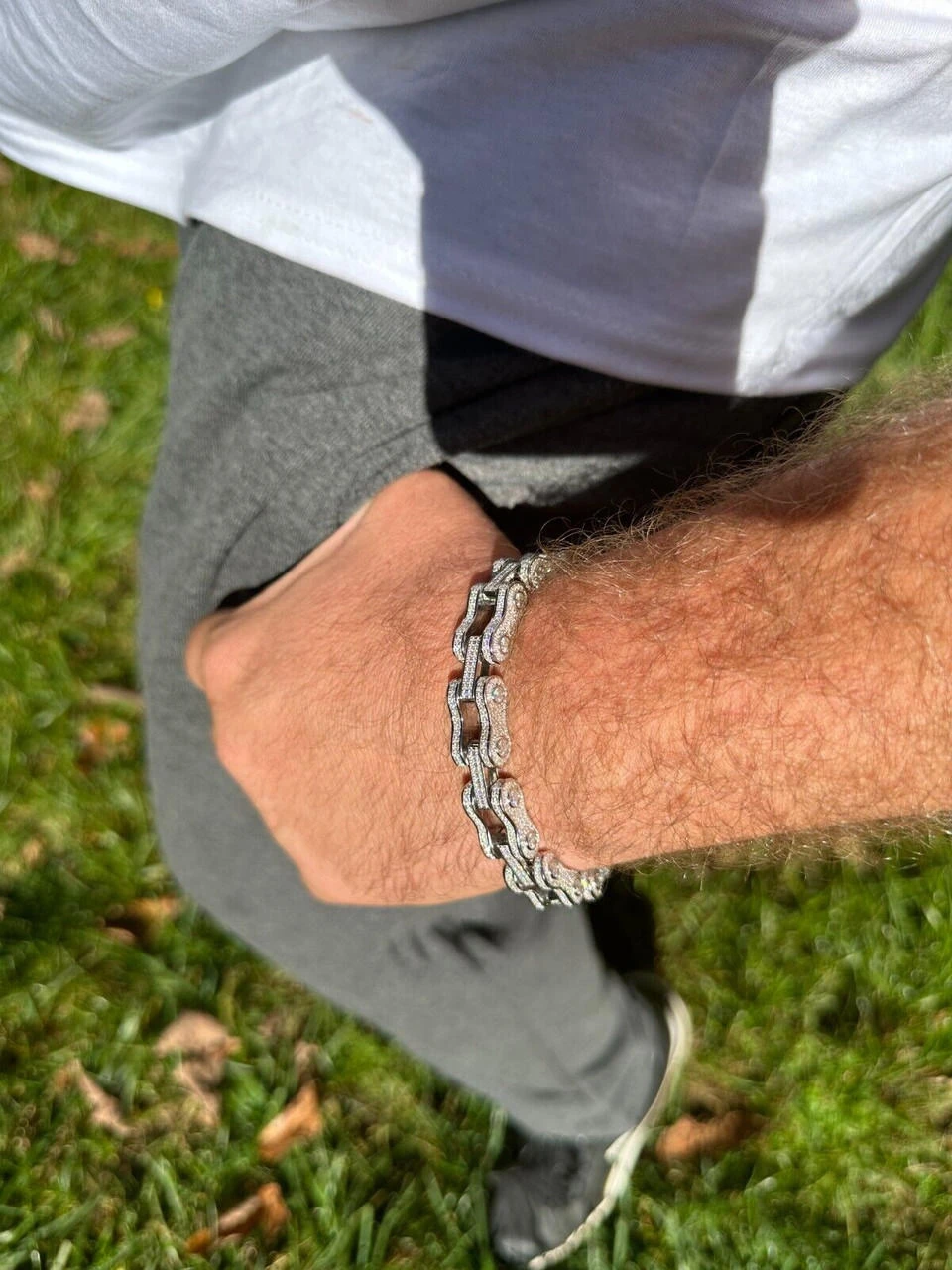 MOISSANITE 12mm Mens 3D Fully Iced Bike Bicycle Link Bracelet Hip Hop 6.5-8.5" 20 MOISSANITE 12mm Mens 3D Fully Iced Bike Bicycle Link Bracelet Hip Hop 6.5-8.5" - Image 18