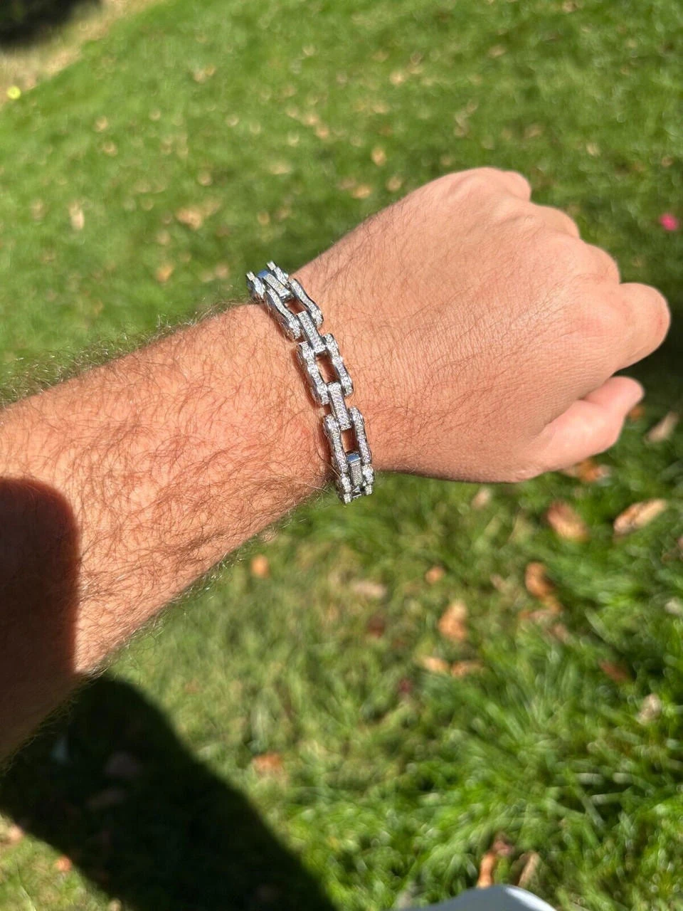 MOISSANITE 12mm Mens 3D Fully Iced Bike Bicycle Link Bracelet Hip Hop 6.5-8.5" 16 MOISSANITE 12mm Mens 3D Fully Iced Bike Bicycle Link Bracelet Hip Hop 6.5-8.5" - Image 14