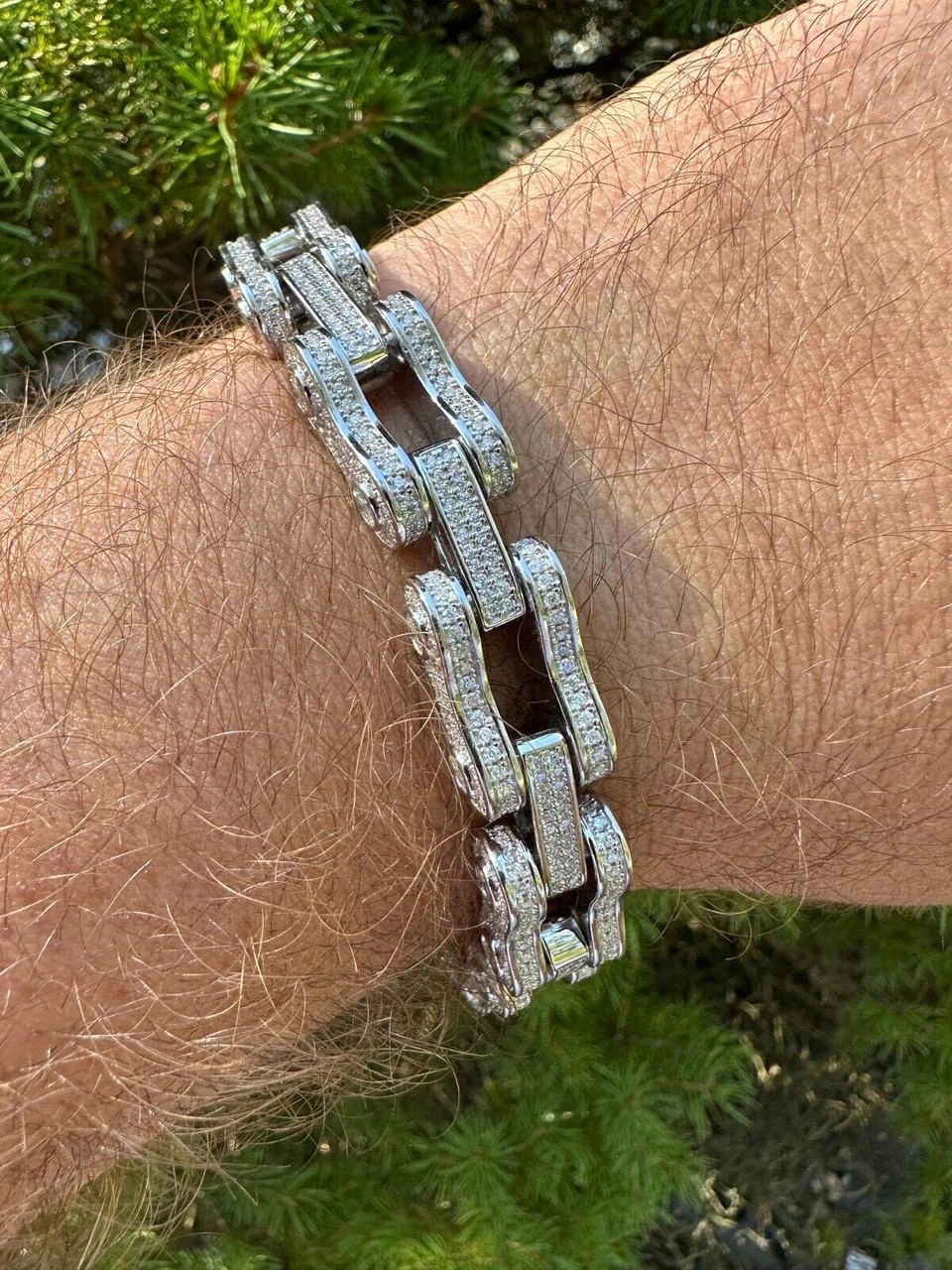 MOISSANITE 12mm Mens 3D Fully Iced Bike Bicycle Link Bracelet Hip Hop 6.5-8.5" 6 MOISSANITE 12mm Mens 3D Fully Iced Bike Bicycle Link Bracelet Hip Hop 6.5-8.5" - Image 4