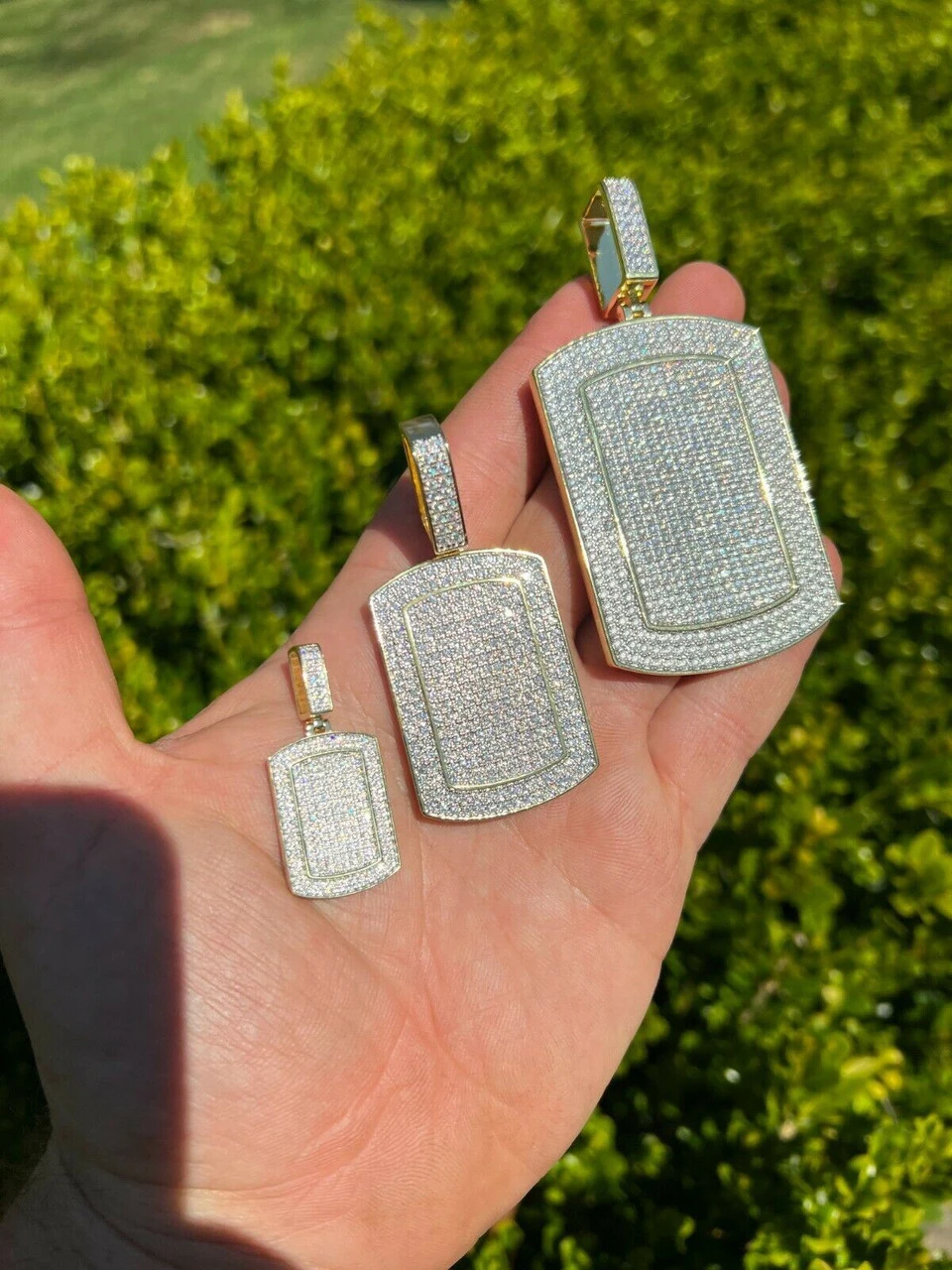 MOISSANITE 14k Gold Vermeil Dog Tag Iced Hip Hop Pendant Necklace Diamond Tester 6 MOISSANITE 14k Gold Vermeil Dog Tag Iced Hip Hop Pendant Necklace Diamond Tester - Image 4