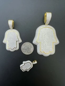 MOISSANITE 14k Gold Vermeil Hip Hop Hamsa Hand Iced Pendant Pass Diamond Tester 23 MOISSANITE 14k Gold Vermeil Hip Hop Hamsa Hand Iced Pendant Pass Diamond Tester -Harlem Bling Shop harlembling moissanite 14k gold vermeil hip hop hamsa hand iced pendant pass diamond tester 33480.1664358467