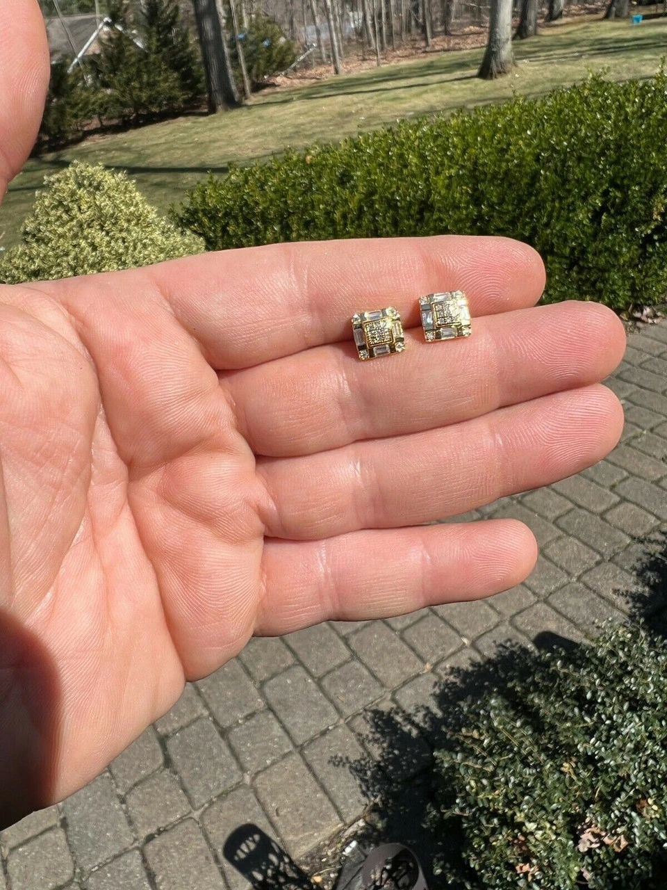 MOISSANITE 14k Gold Vermeil Iced Baguette Hip Hop Earrings Studs Diamond Test ✅ 10 MOISSANITE 14k Gold Vermeil Iced Baguette Hip Hop Earrings Studs Diamond Test ✅ - Image 8