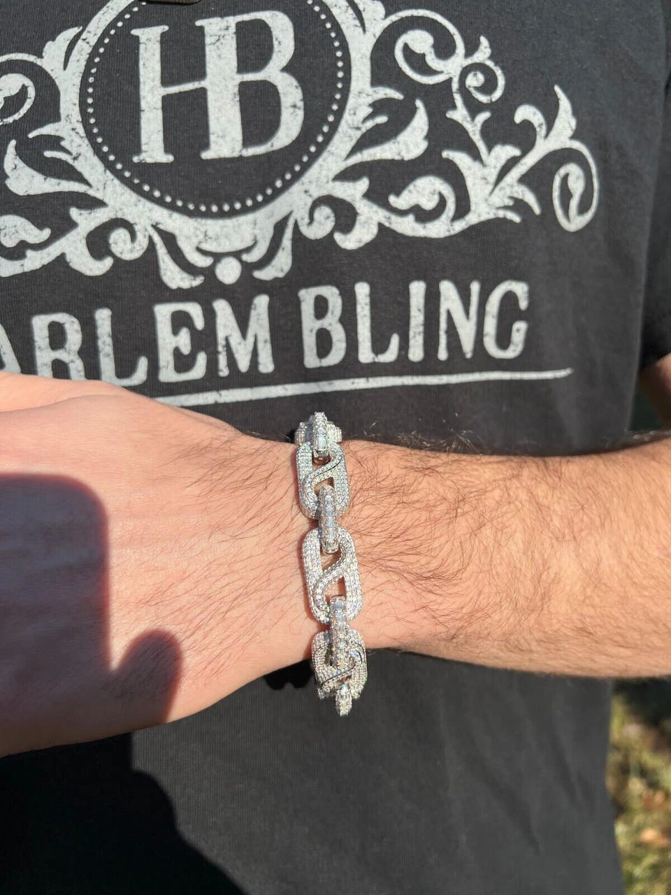 MOISSANITE 14mm Mens Iced Gucci Infinity Link Bracelet Hip Hop Diamond Test ✅ 18 MOISSANITE 14mm Mens Iced Gucci Infinity Link Bracelet Hip Hop Diamond Test ✅ - Image 16