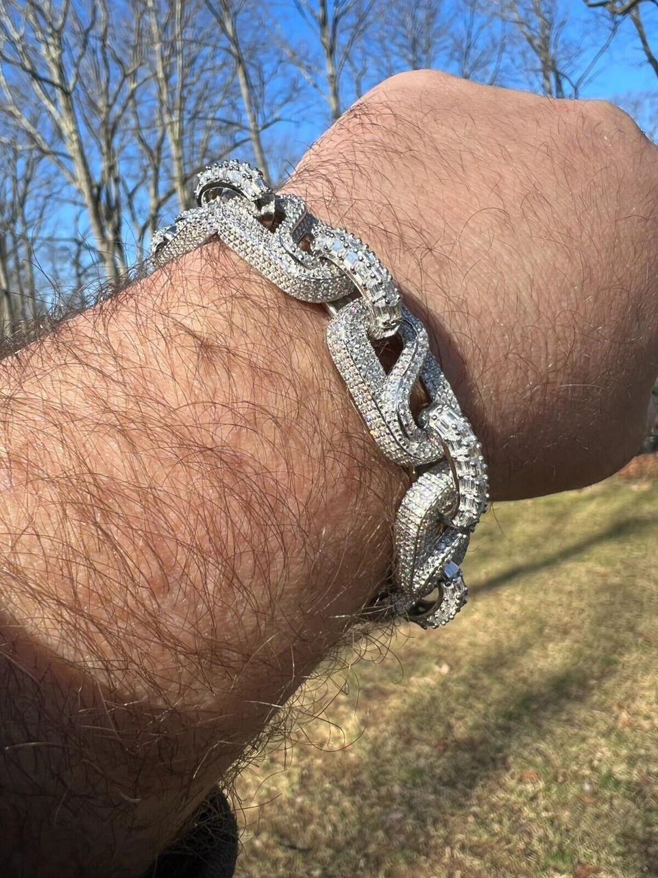 MOISSANITE 14mm Mens Iced Gucci Infinity Link Bracelet Hip Hop Diamond Test ✅ 9 MOISSANITE 14mm Mens Iced Gucci Infinity Link Bracelet Hip Hop Diamond Test ✅ - Image 7